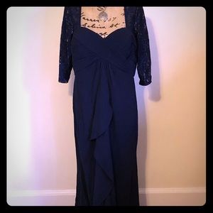 Navy blue dinner gown full length